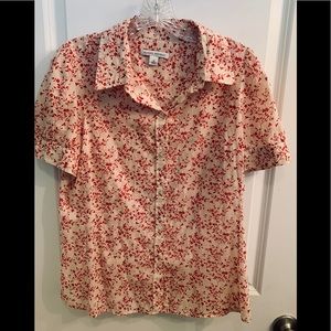 Banana Republic cream & red blouse size medium